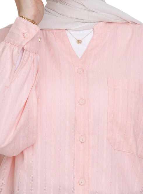 Powder Rose V - Neck Shirt - Khotwh